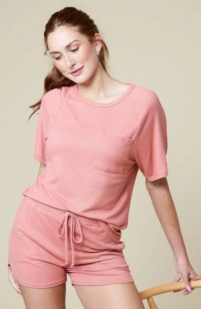 Softies Dream Slouchy Tee And Short Lounge Set In Pink