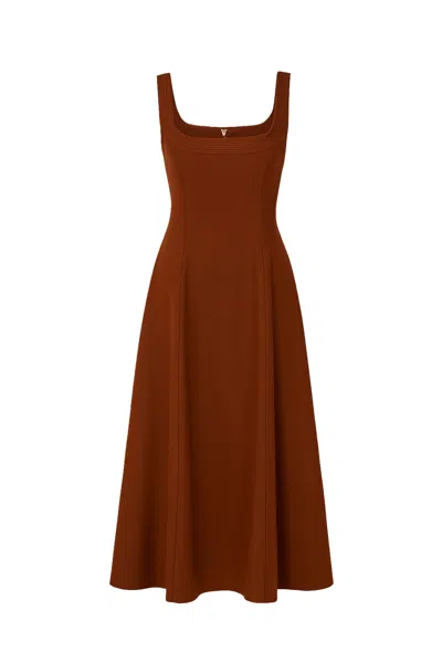 Gabriela Hearst Adaline Midi Dress In Cognac Soft Wool