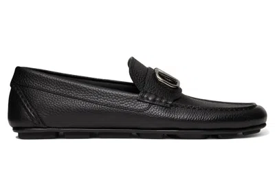 Pre-owned Valentino Garavani Men's Valentino Driving Plaque Slipon Loafer Sneakers In Black