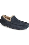 Ugg Men's Ascot Leather & Wool Slipper In New Navy/ New Navy