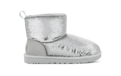 Pre-owned Ugg Classic Mini Boot Mirror Ball (women's) Sneakers In Silver