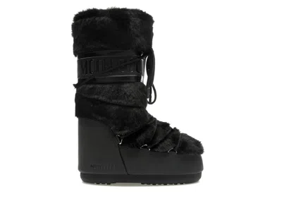 Pre-owned Moon Boot Icon Fauxfur Boot Sneakers In Black