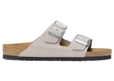 Pre-owned Birkenstock Arizona Embossed Corduroy Suede Sneakers In Stone Coin