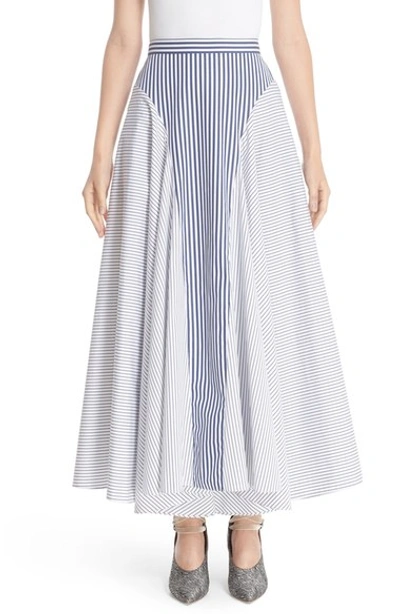 Shop Adam Lippes Mixed Stripe Asymmetrical Skirt In Multi/ Stripe