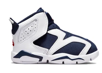 Pre-owned Jordan 6 Retro Little Flex Olympic Sneakers In White/midnight Navy Blue/gym Red