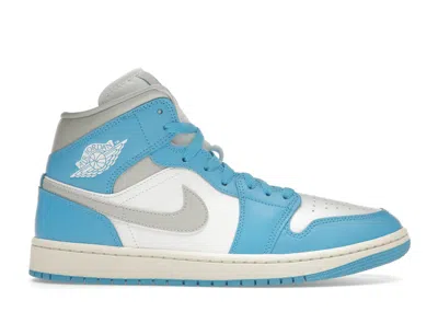 Pre-owned Jordan 1 Mid Neutral Grey (women's) Sneakers In Dark Powder Blue/white/sail