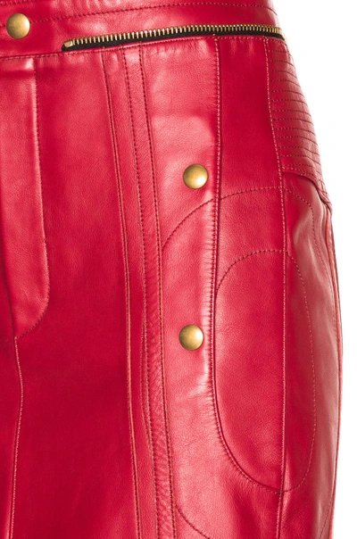 Shop Chloé Chloe Leather & Nubuck Biker Skirt In Red.  In Pinky Red