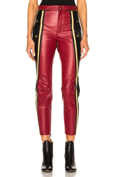 Shop Chloé Leather & Nubuck Biker Pants In Black & Red