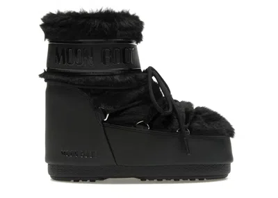 Pre-owned Moon Boot Icon Fauxfur Low Boot Sneakers In Black