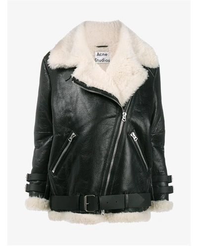 Shop Acne Studios Velocite Leather & Shearling Lined Jacket
