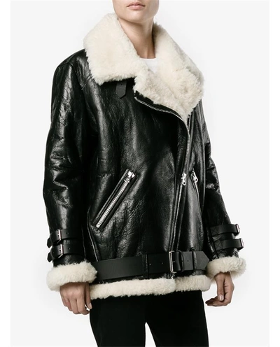 Shop Acne Studios Velocite Leather & Shearling Lined Jacket