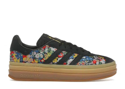 Pre-owned Adidas Originals Gazelle Bold Liberty London Floral Embroidery (women's) Sneakers In Core Black/gold Metallic