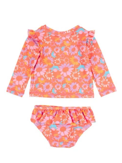 Rufflebutts Baby/toddler Girls Upf50+ Sun Protected Skirted Flutter Long Sleeve Rash Guard Bikini