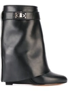 Givenchy Calfskin Shark-lock Fold-over Bootie In Black