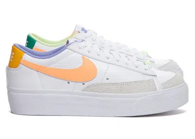 Pre-owned Nike Blazer Low Platform Peach Cream (women's) Sneakers In White/light Thistle/light Liquid Lime