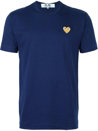 Shop Comme Des Garçons Play Heart Appliqué Cotton T-shirt In Blue