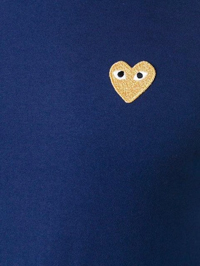 Shop Comme Des Garçons Play Heart Appliqué Cotton T-shirt In Blue