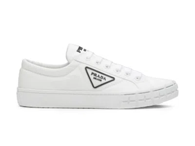 Pre-owned Prada Men's  Wheel Cassetta Low Sneakers In White/black