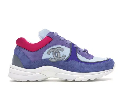 Pre-owned Chanel Low Top Trainer Cc (women's) Sneakers In Ivory/blue/purple In Multi