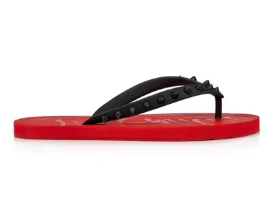 Pre-owned Christian Louboutin Loubi Flip Slide (women's) Sneakers In Black/red