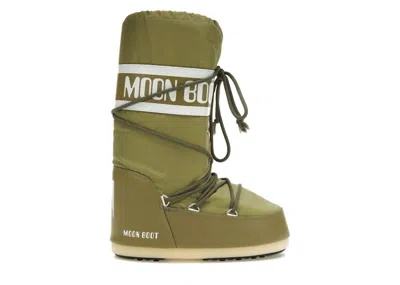 Pre-owned Moon Boot Icon Nylon Boot Sneakers In Khaki/green In Multi
