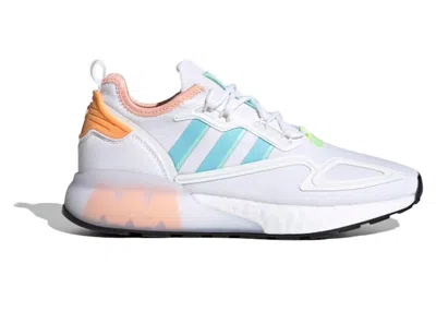 Pre-owned Adidas Originals Zx 2k Boost White Pink (women's) Sneakers In Core White/hazy Sky Blue/glow Pink