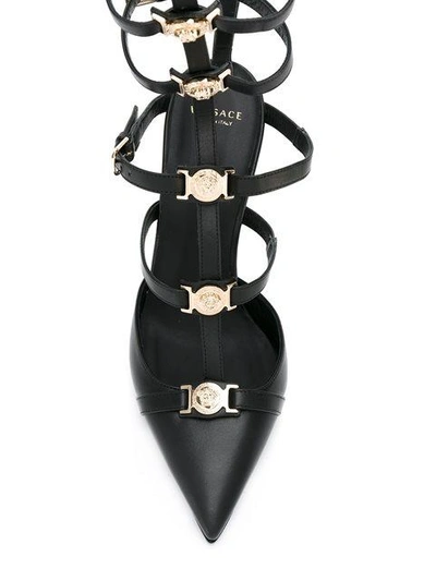 Shop Versace 'medusa Head' Strap Pumps In Black