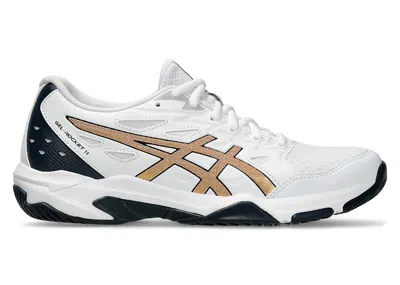 Pre-owned Asics Gelrocket 11 (women's) Sneakers In White/pure Gold In Multi
