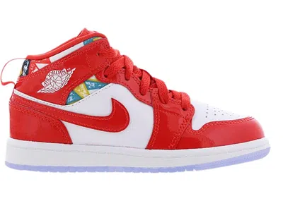 Pre-owned Jordan 1 Mid Se Barcelona Sweater Sneakers In Chile Red/white/pollen In Multi