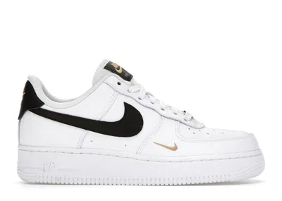 Pre-owned Nike Air Force 1 Low '07 Essential Gold Mini Swoosh (women's) Sneakers In White/black
