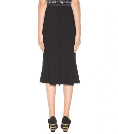 Shop Dolce & Gabbana Embellished Wool And Cotton-blend Midi Skirt In Llack