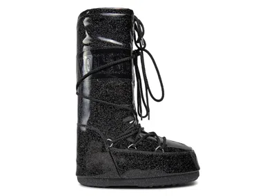 Pre-owned Moon Boot Icon Glitter Boot Sneakers In Black