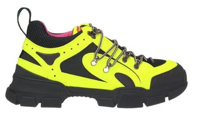 Pre-owned Gucci Men's  Flashtrek Sega Reflective Sneakers In Yellow