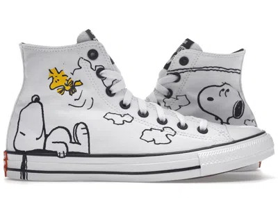 Pre-owned Converse Chuck Taylor All Star Peanuts Snoopy And Woodstock Sneakers In White/black/signal Red In Multi