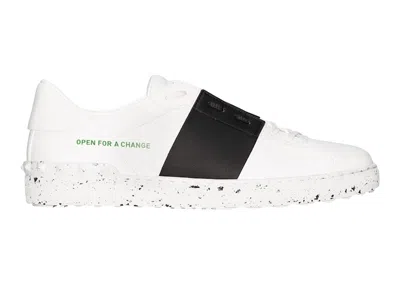 Pre-owned Valentino Garavani Men's  Open For A Change Sneakers In White/black Band/green In Multi