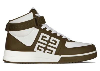 Pre-owned Givenchy Men's  G4 High Sneakers In Khaki/white In Multi