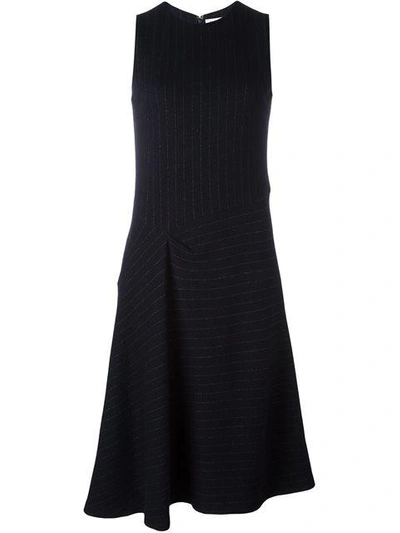 Shop 08sircus Pinstripe Asymmetric Skirt Dress In Black