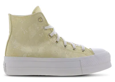 Pre-owned Converse Chuck Taylor All Star Lift Platform Hi Golden Butterfly (women's) Sneakers In Lemon Drop/vintage Whi