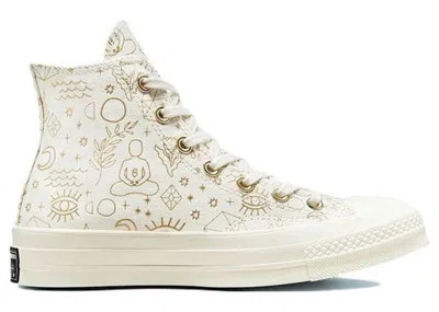 Pre-owned Converse Chuck Taylor All Star 70 Hi Elements Print Gold (women's) Sneakers In Egret/light Gold/black