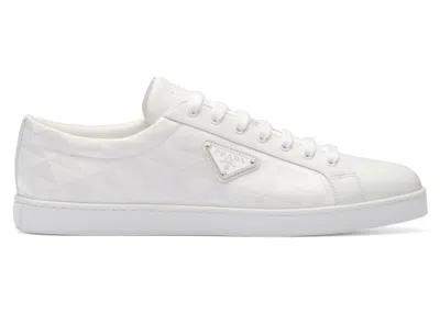 Pre-owned Prada Men's  Prax 01 Sneakers Renylon Brushed Leather In White