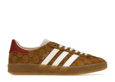 Pre-owned Adidas Originals Gazelle Gucci Original Gg Beige Brown (women's) Sneakers In Mesa/white/red In Multi