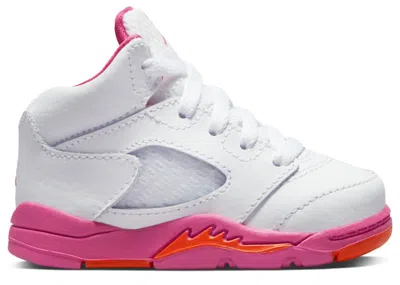 Pre-owned Jordan 5 Retro Wnba Sneakers In White/pinksicle/safety Orange