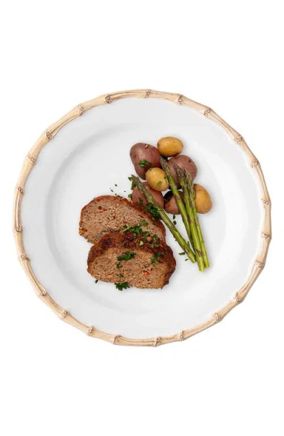 Juliska Bamboo Ceramic Dinner Plate In White