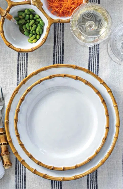 Juliska Bamboo Ceramic Dinner Plate In White
