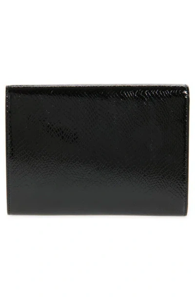 Saint Laurent Cassandre Snakeskin Embossed Patent Leather Envelope Wallet