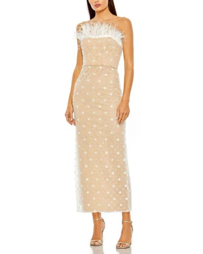 Mac Duggal Floral Embellished Mesh Gown With Blouson Bodice And Fitted Skirt