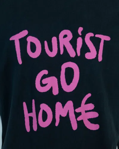 44 Label Group Tourist Black Crewneck T-shirt With Maxi Print On Front And Rear In Cotton Man