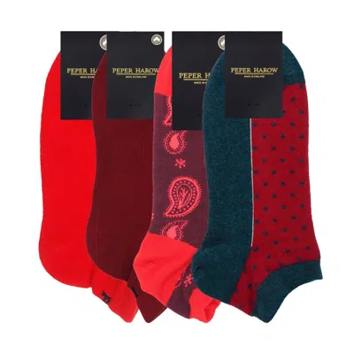 Peper Harow - Made In England Women's Organic Trainer Socks Bundle – Burgundy, Red