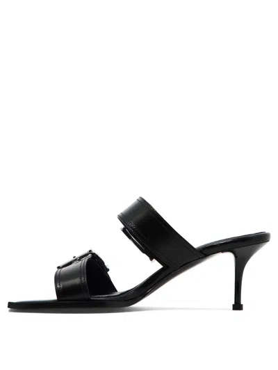 Alexander Mcqueen 75 Leather Buckle Sandals In Black