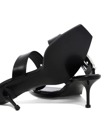 Alexander Mcqueen 75 Leather Buckle Sandals In Black